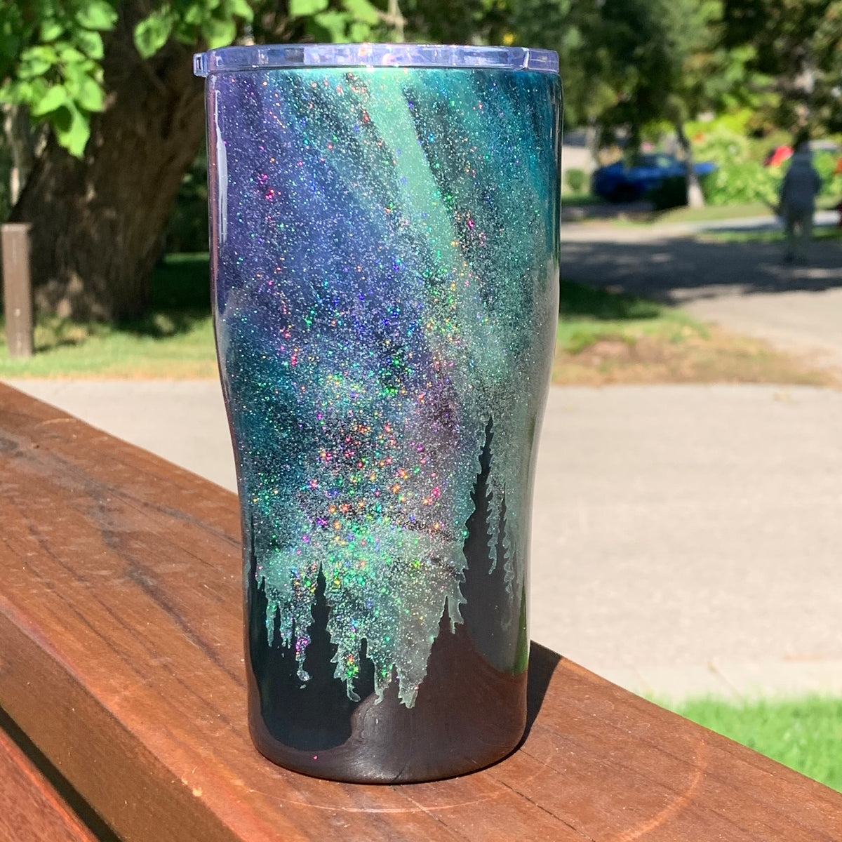 2022 New Style Northern Light Cup Straw Glass Tumbler With Cover