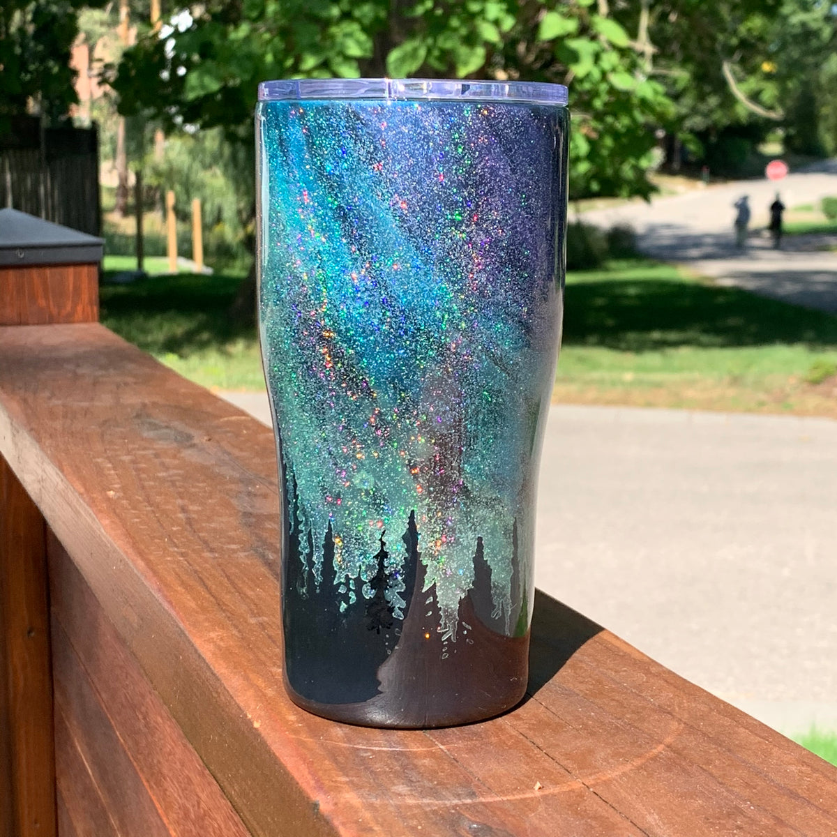 2022 New Style Northern Light Cup Straw Glass Tumbler With Cover