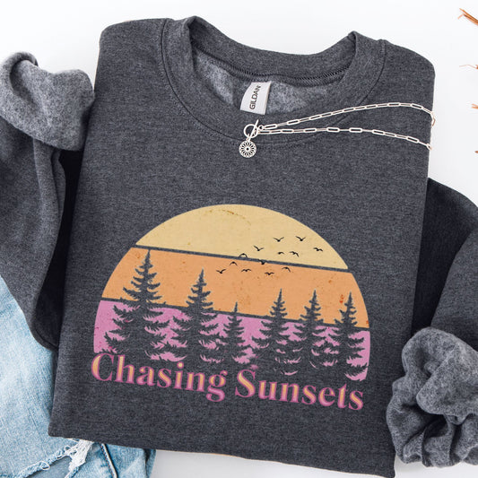 Retro Sunset Graphic Sweatshirt