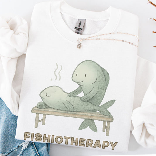T-shirt with fishiotherapy design on a white background