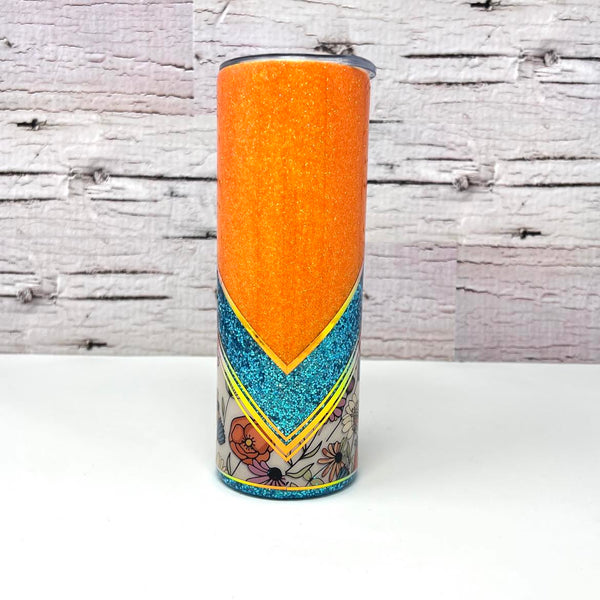 Ready to Ship Tumbler - Orange & Teal V-split