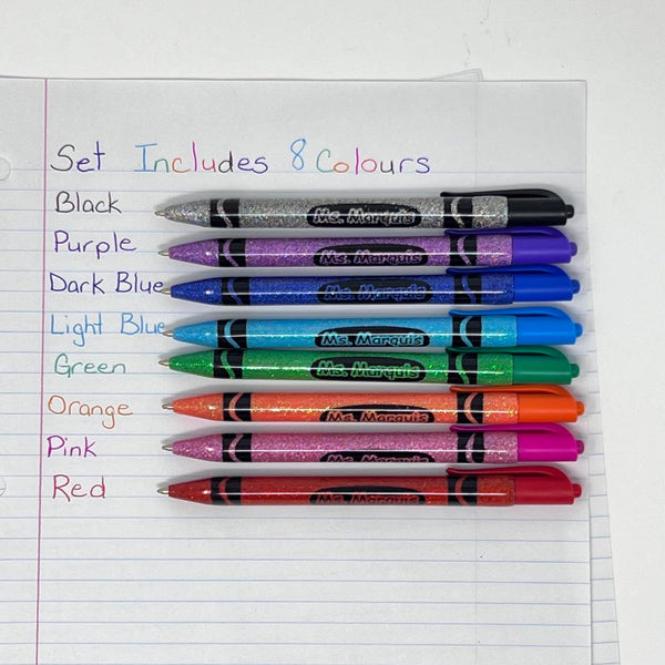 Rainbow Glittered Pen Set