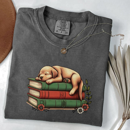 Sleeping Puppy on Books - Book Lovers - BO010