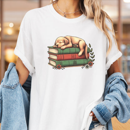Sleeping Puppy on Books - Book Lovers - BO010