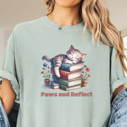 Paws and Reflect - Book Lover Shirt  BO011