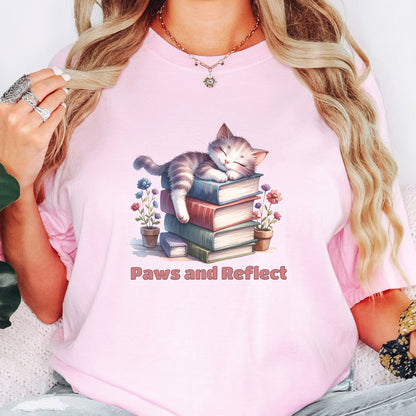 Paws and Reflect - Book Lover Shirt  BO011