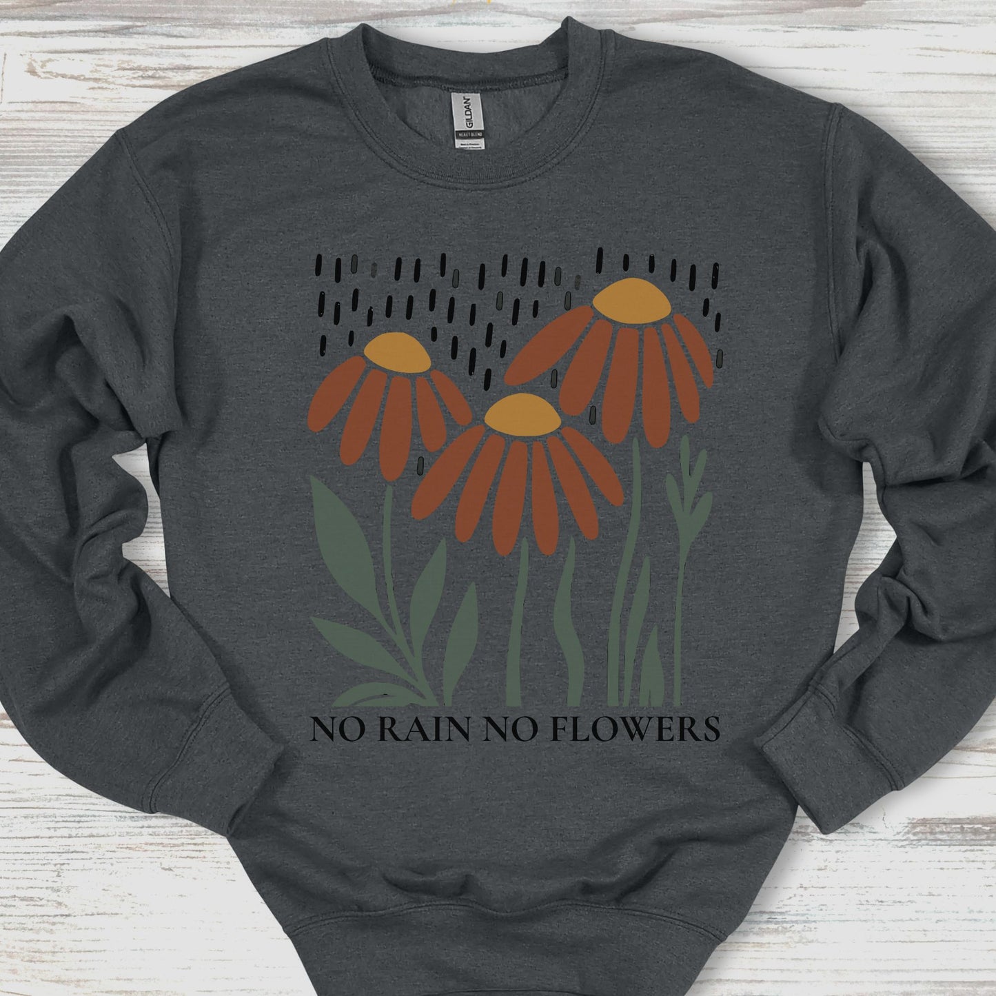 No Rain No Flowers Red Daisy Sweatshirt
