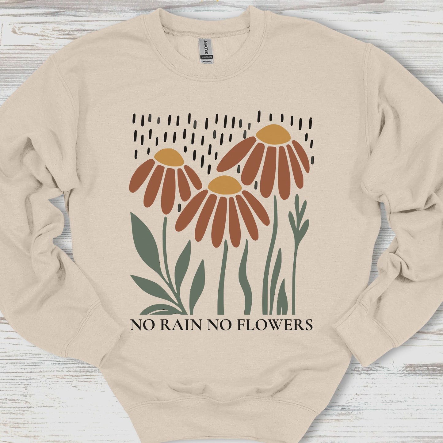 No Rain No Flowers Red Daisy Sweatshirt