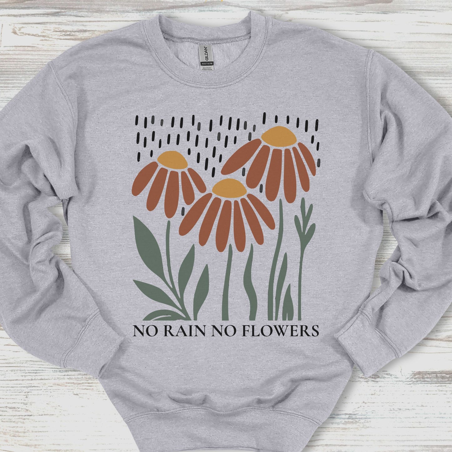 No Rain No Flowers Red Daisy Sweatshirt