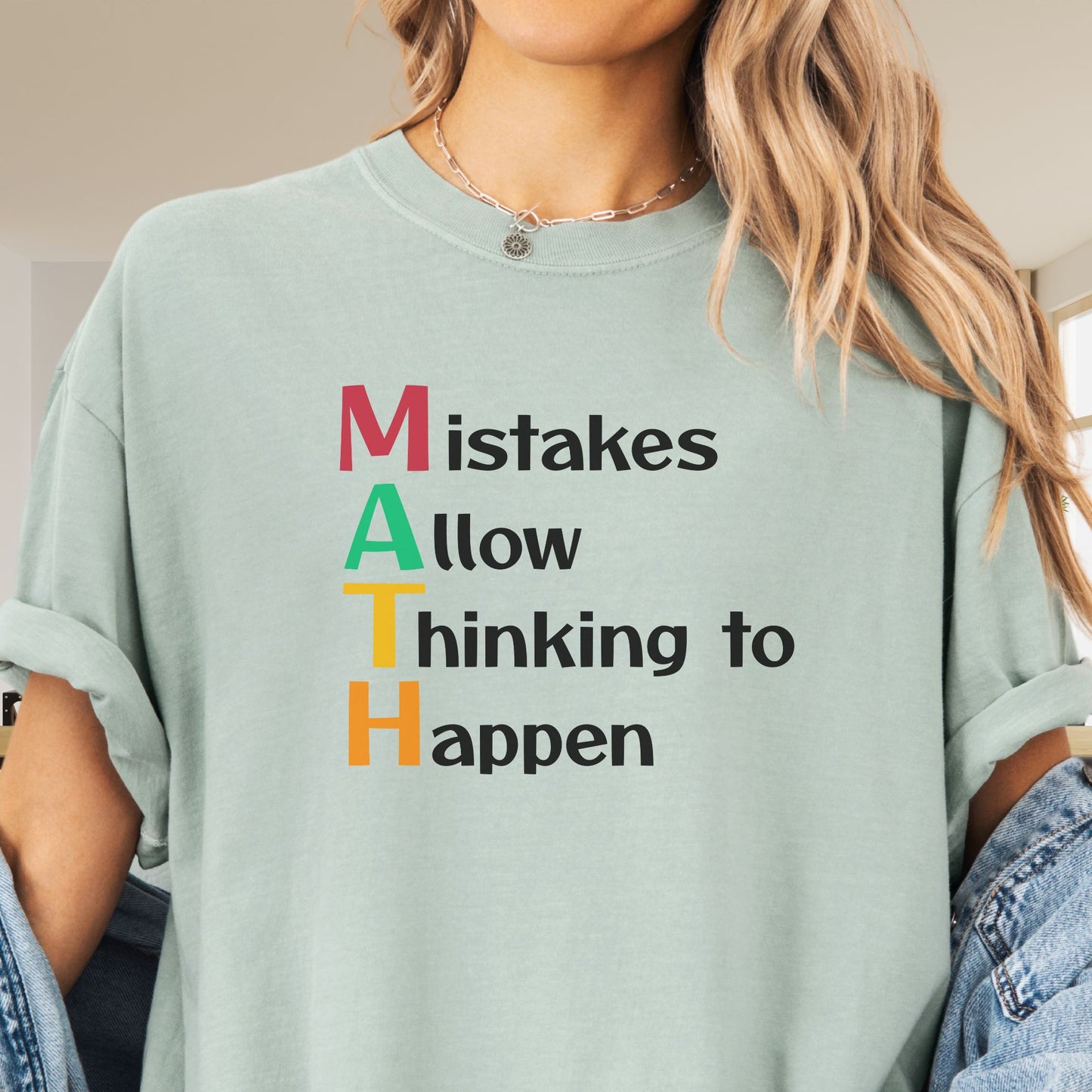 Inspirational Math Teacher T-Shirt, Mistakes Allow Thinking, MT002