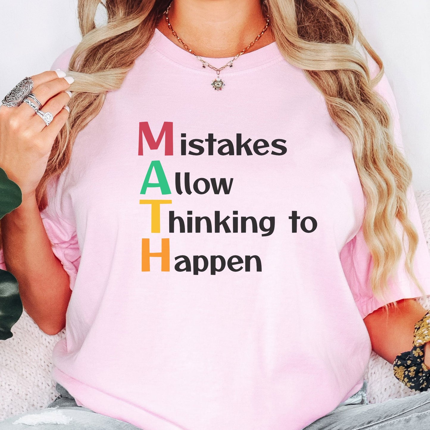 Inspirational Math Teacher T-Shirt, Mistakes Allow Thinking, MT002