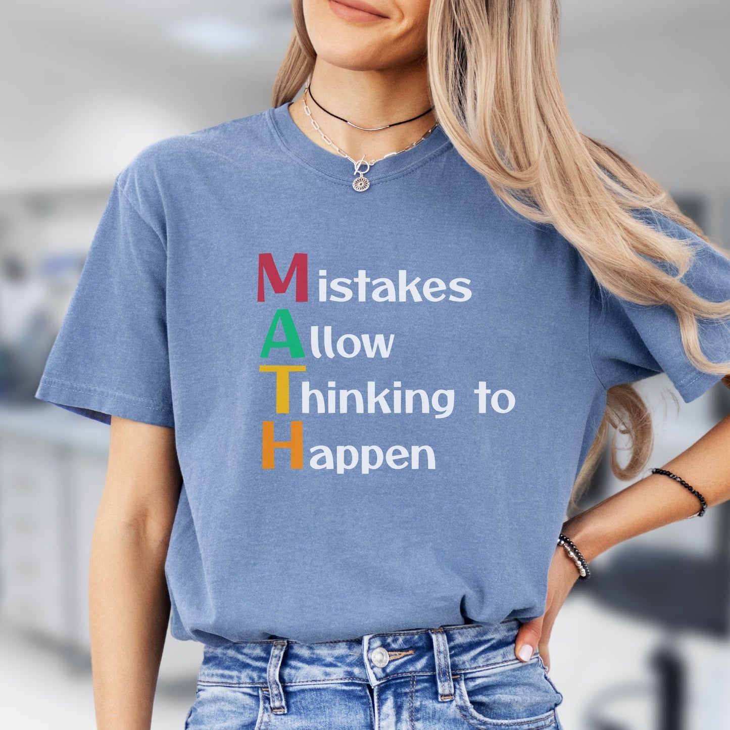 Inspirational Math Teacher T-Shirt, Mistakes Allow Thinking, MT002