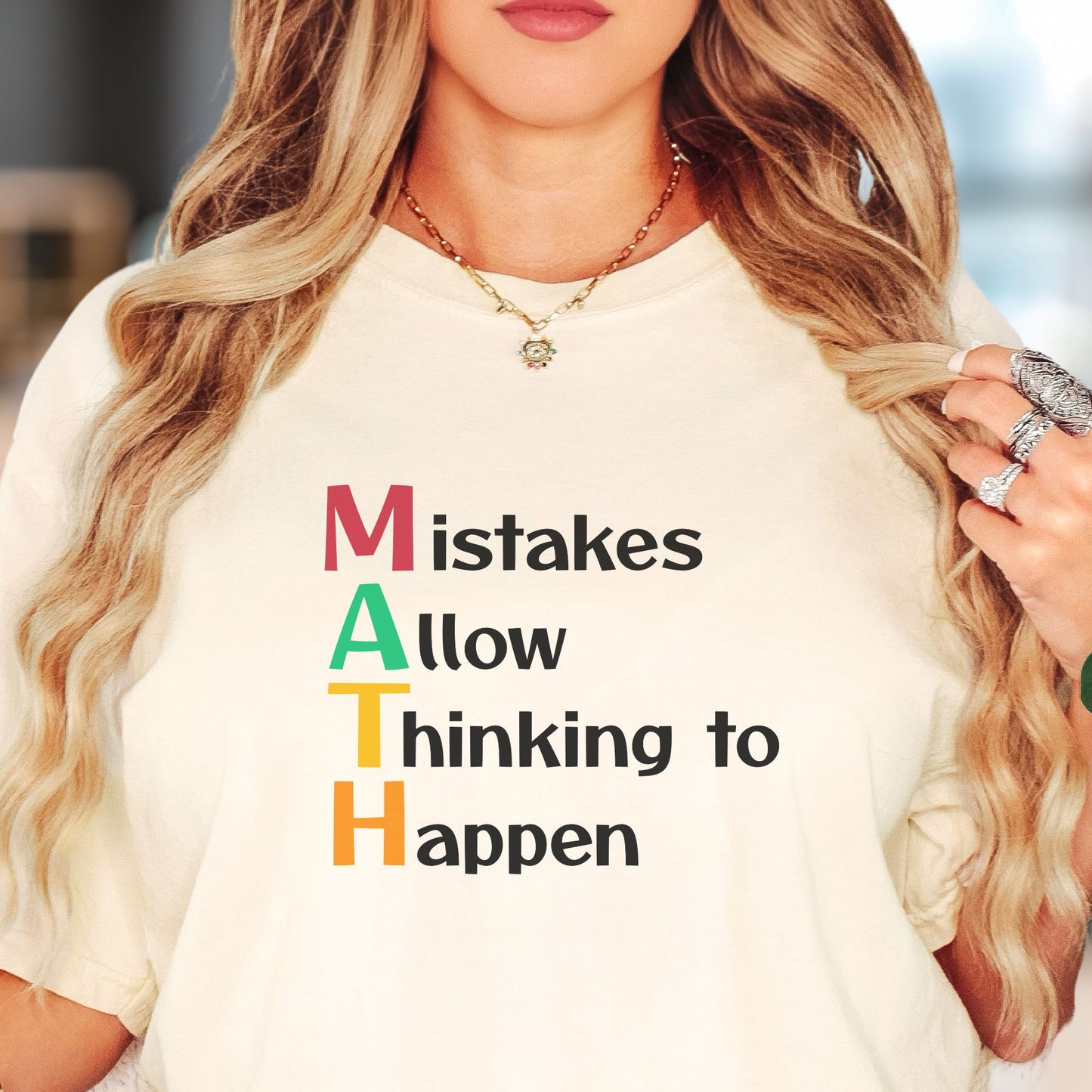 Inspirational Math Teacher T-Shirt, Mistakes Allow Thinking, MT002