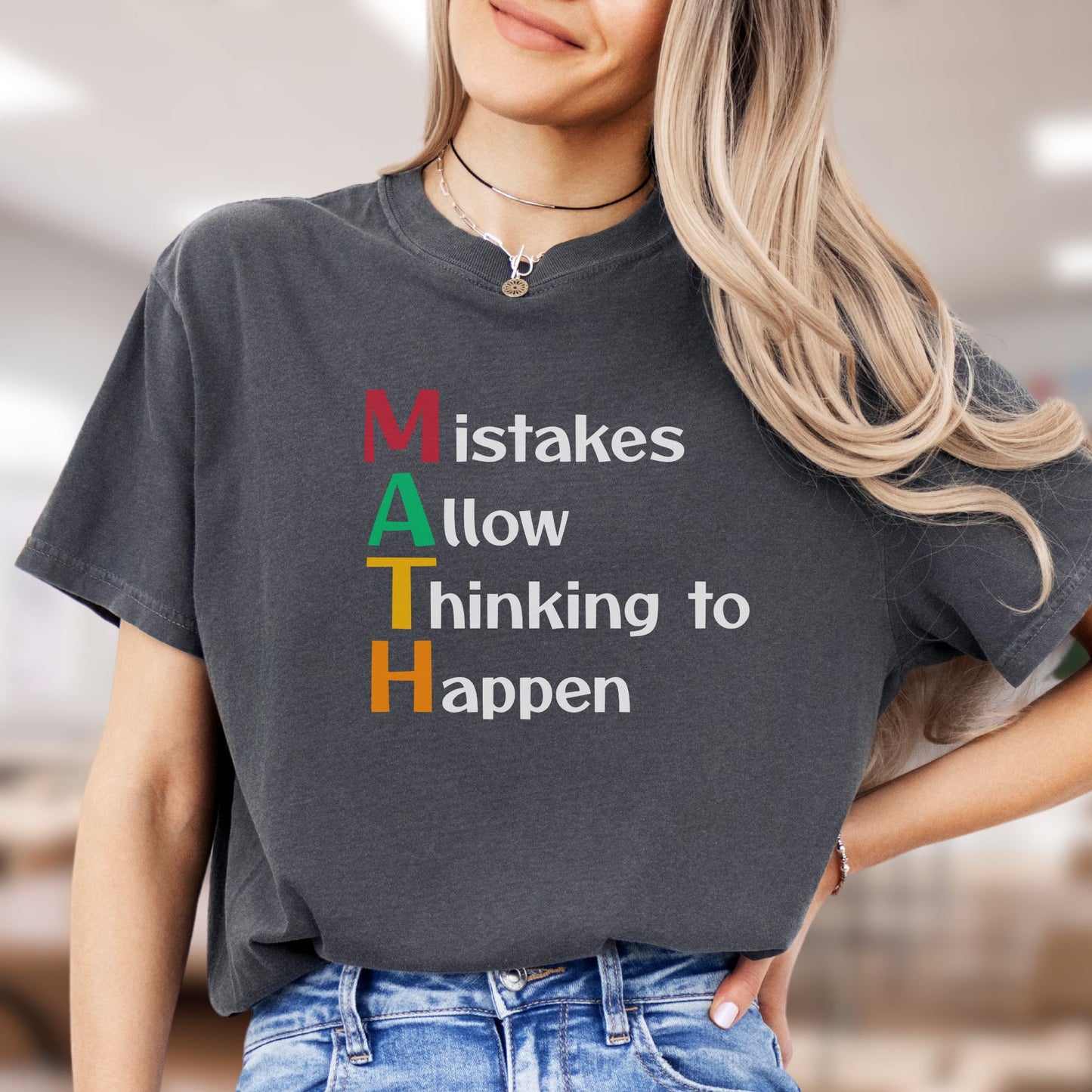 Inspirational Math Teacher T-Shirt, Mistakes Allow Thinking, MT002