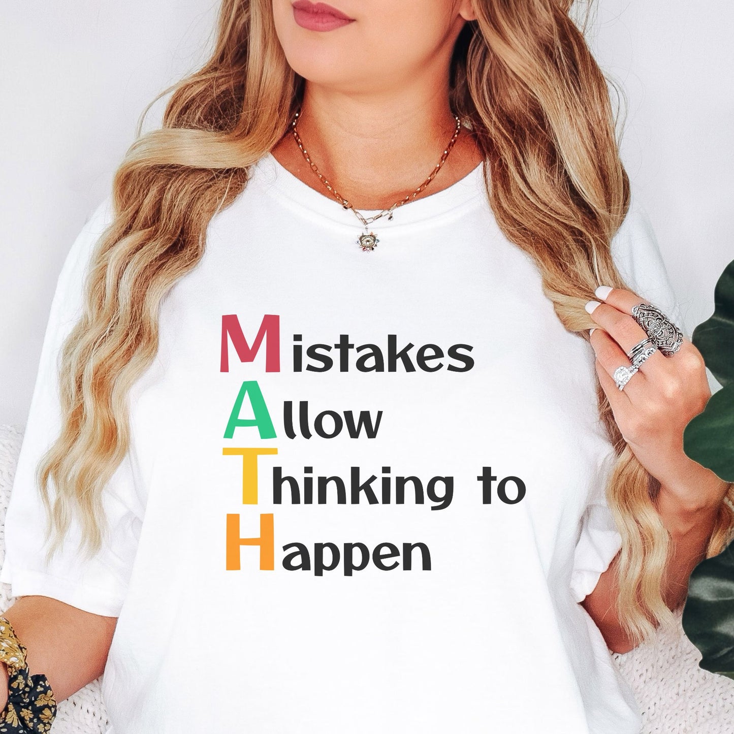 Inspirational Math Teacher T-Shirt, Mistakes Allow Thinking, MT002