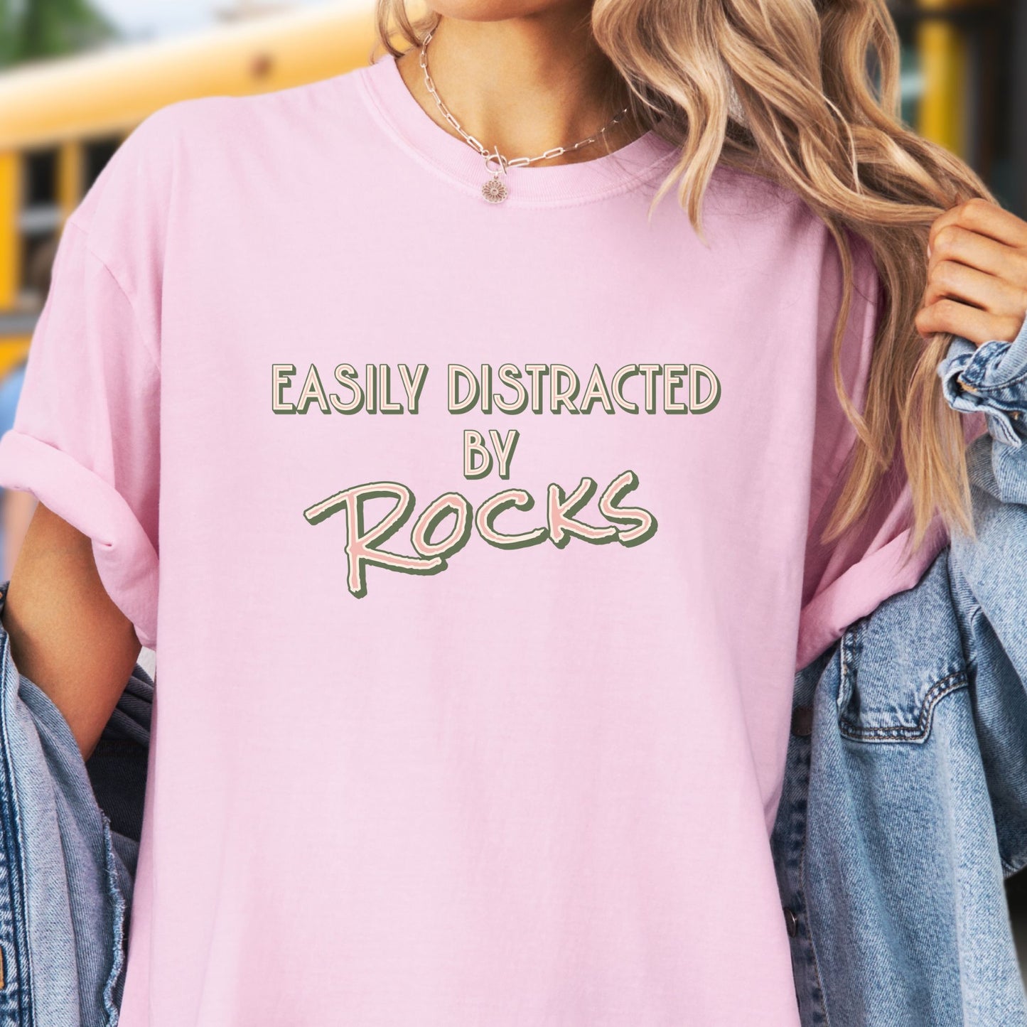 Funny Science Teacher T-Shirt,  Distracted by Rocks, ST006