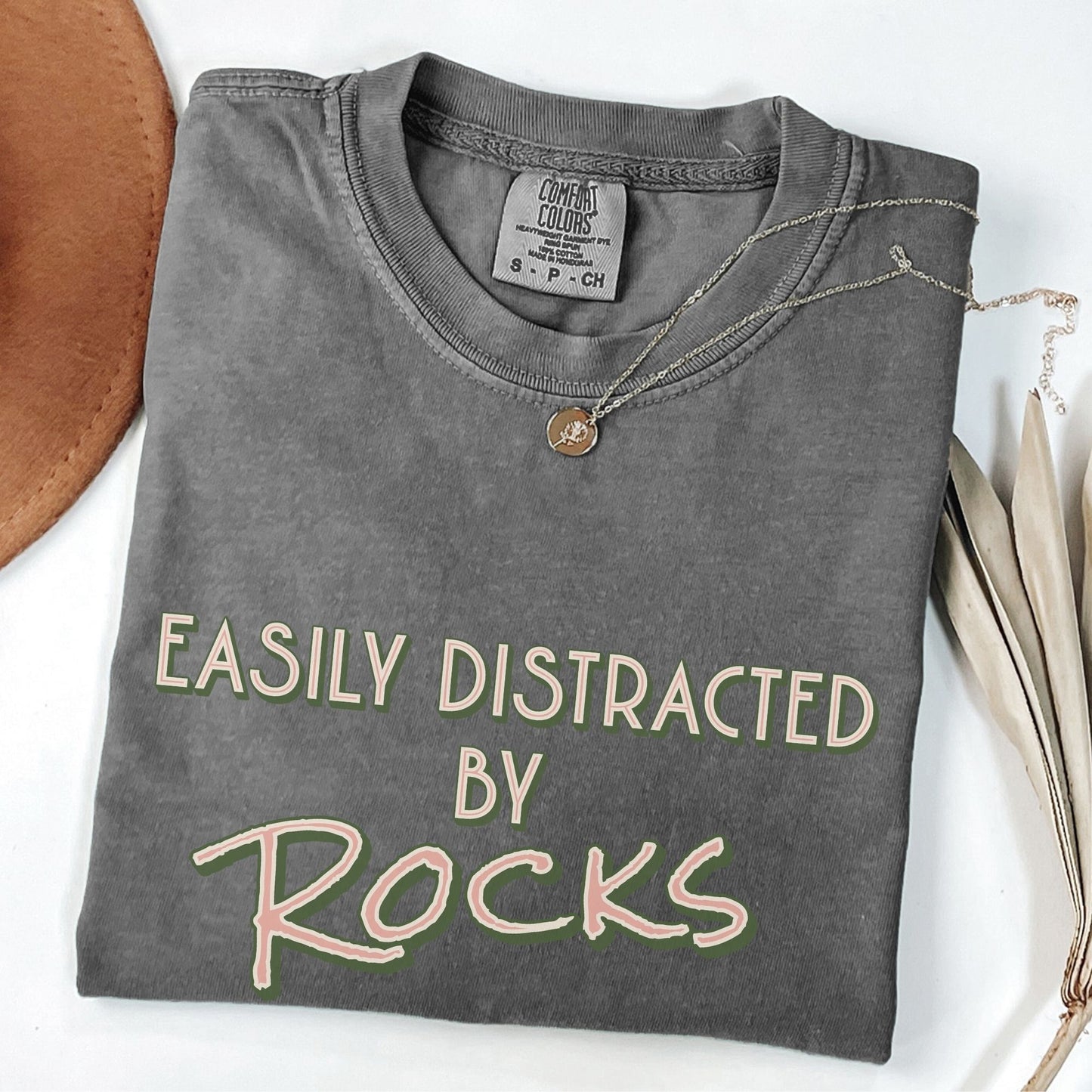 Funny Science Teacher T-Shirt,  Distracted by Rocks, ST006