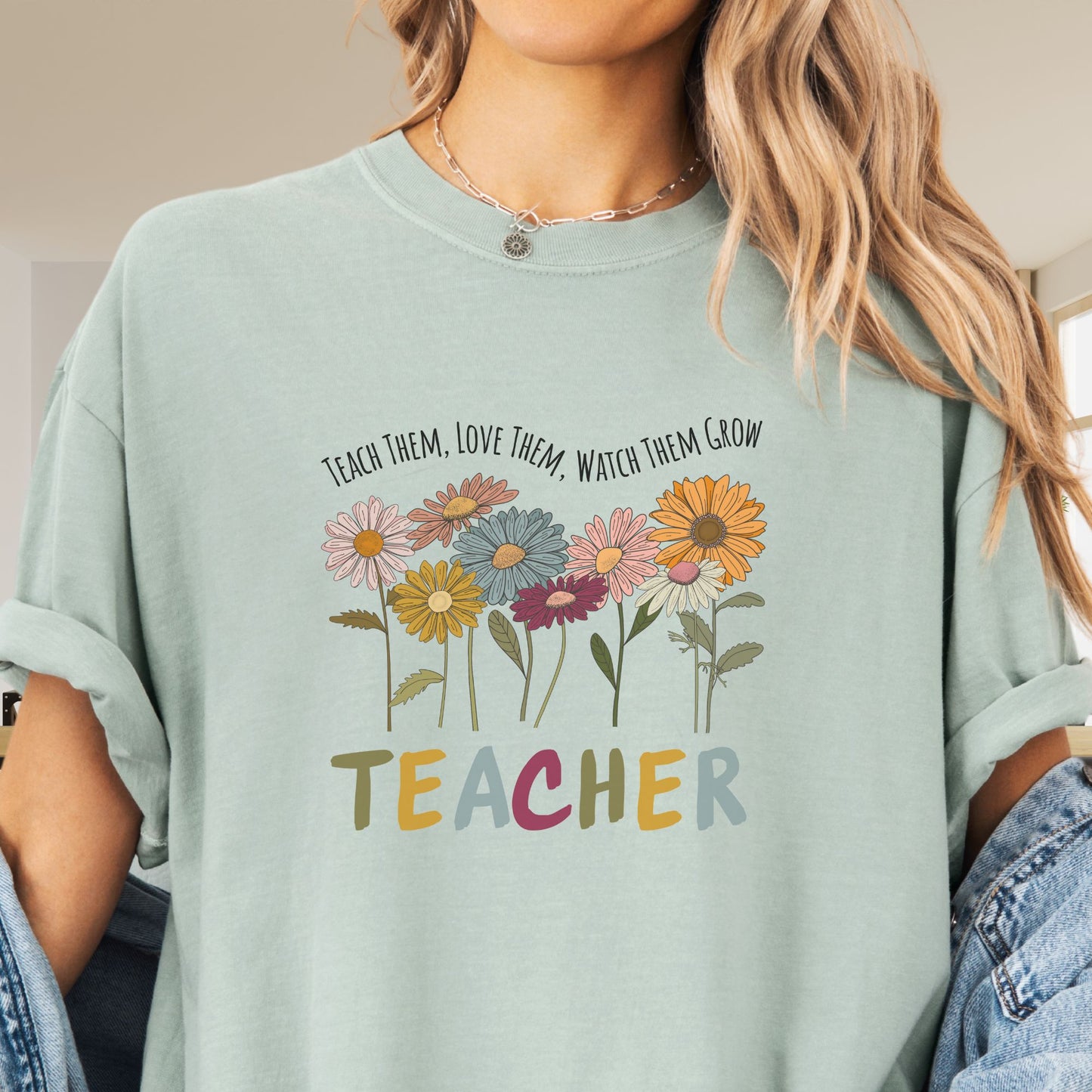 Wildflower Teacher Shirt, Teach, Love, Teacher TE022