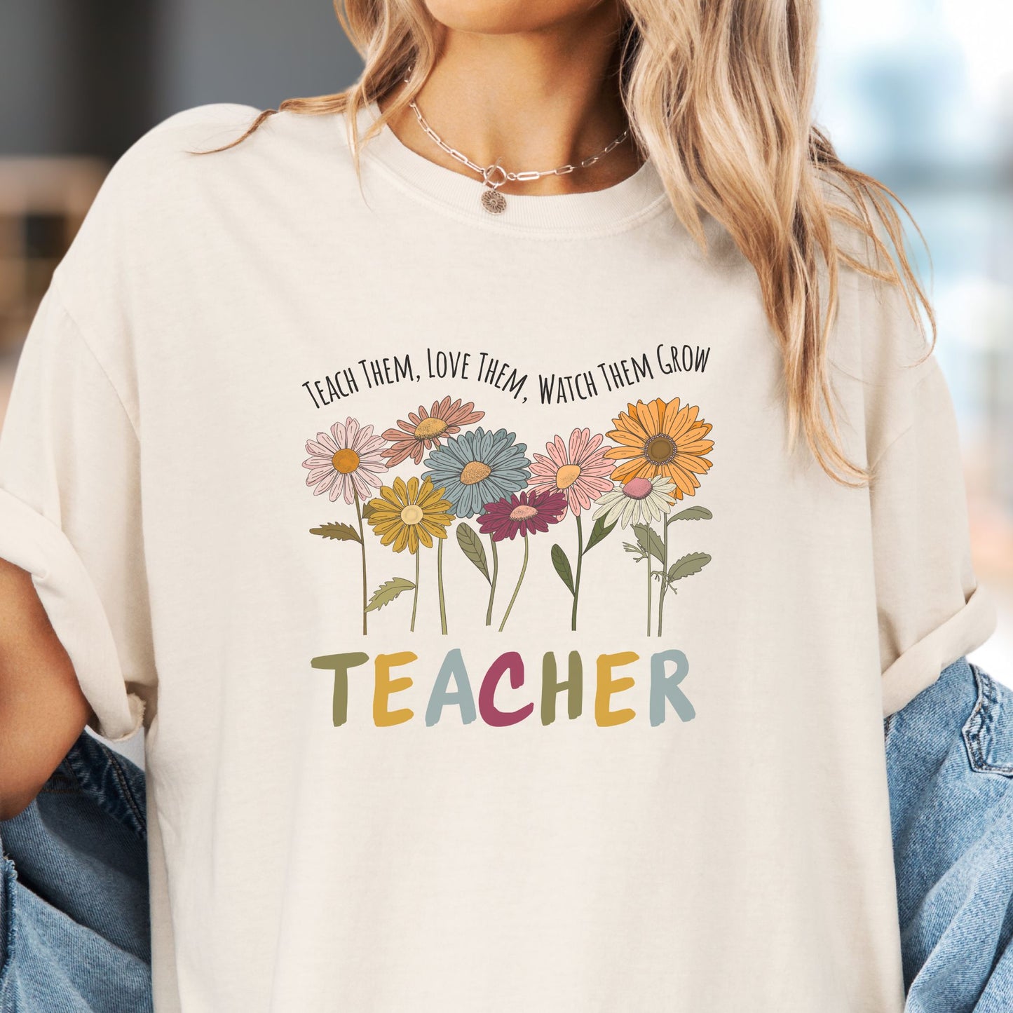 Wildflower Teacher Shirt, Teach, Love, Teacher TE022