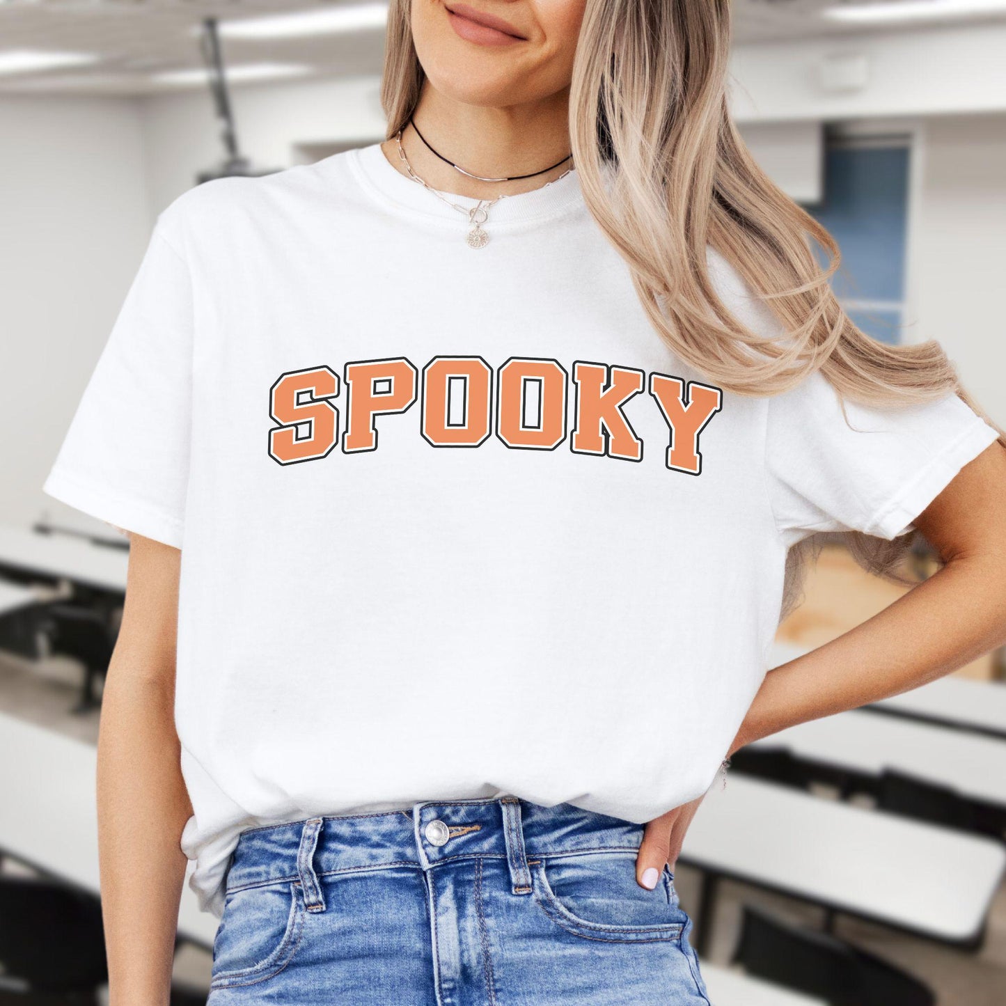 Cute Halloween T-Shirt,  SPOOKY Orange Letters, HA001B