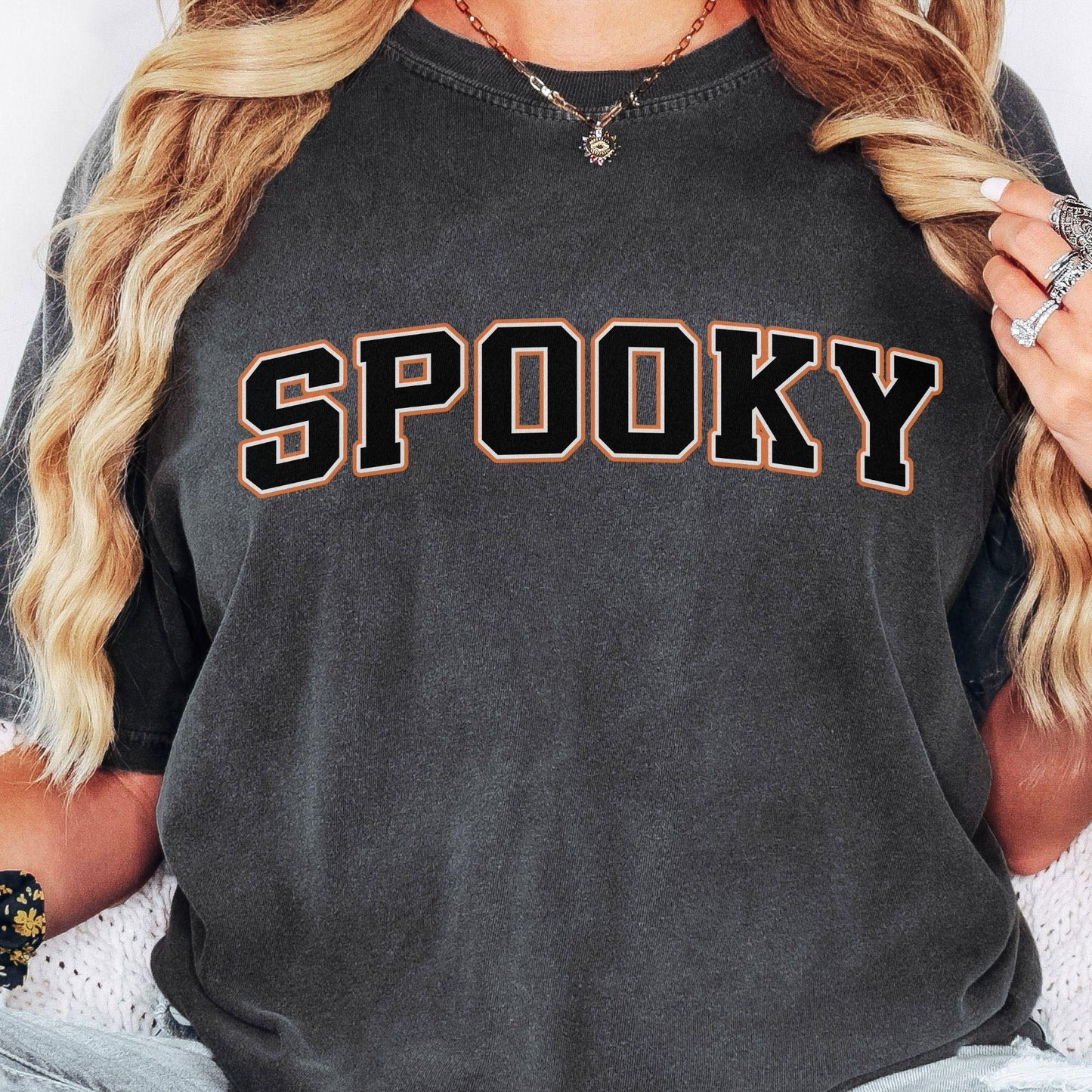 Cute Halloween T-Shirt, SPOOKY Black Letters,  HA001A