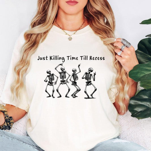 Funny Halloween Teacher T-Shirt, Killing Time Till Recess, HA004