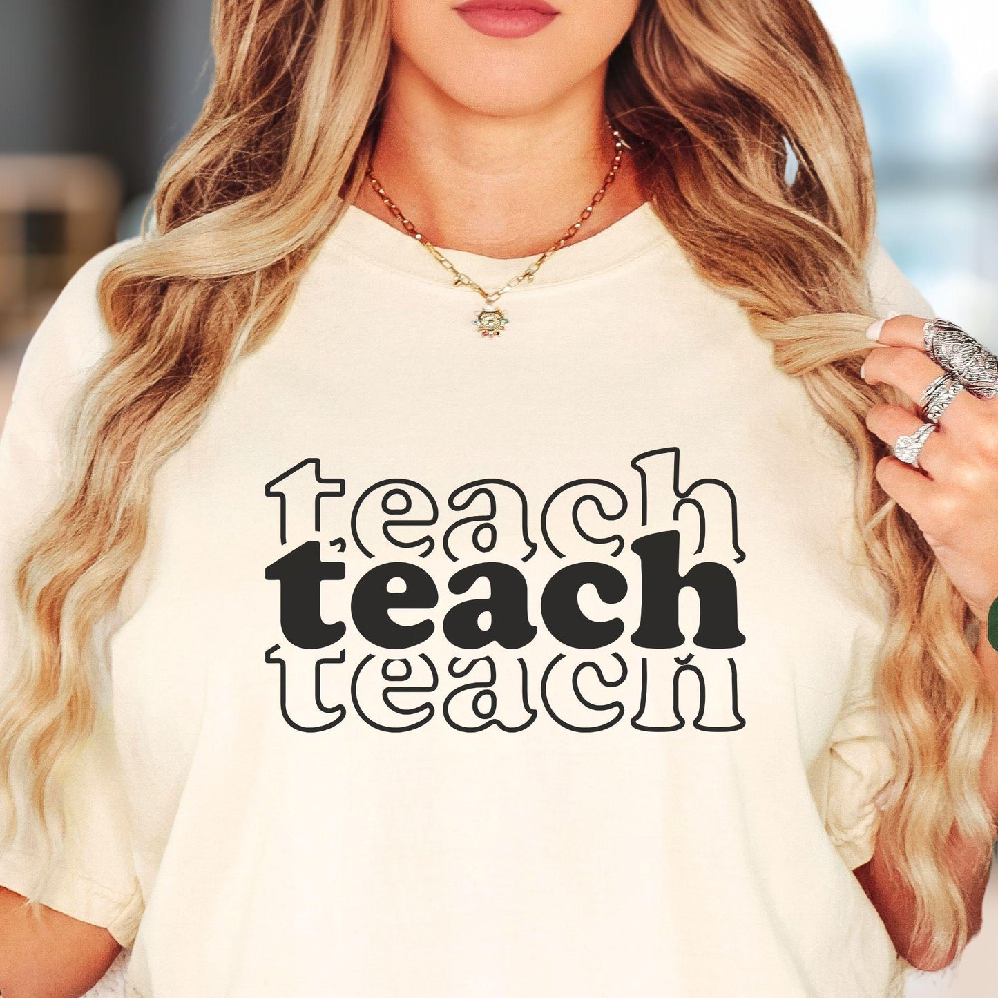 Teacher T-shirt - Stacked  Words TE020