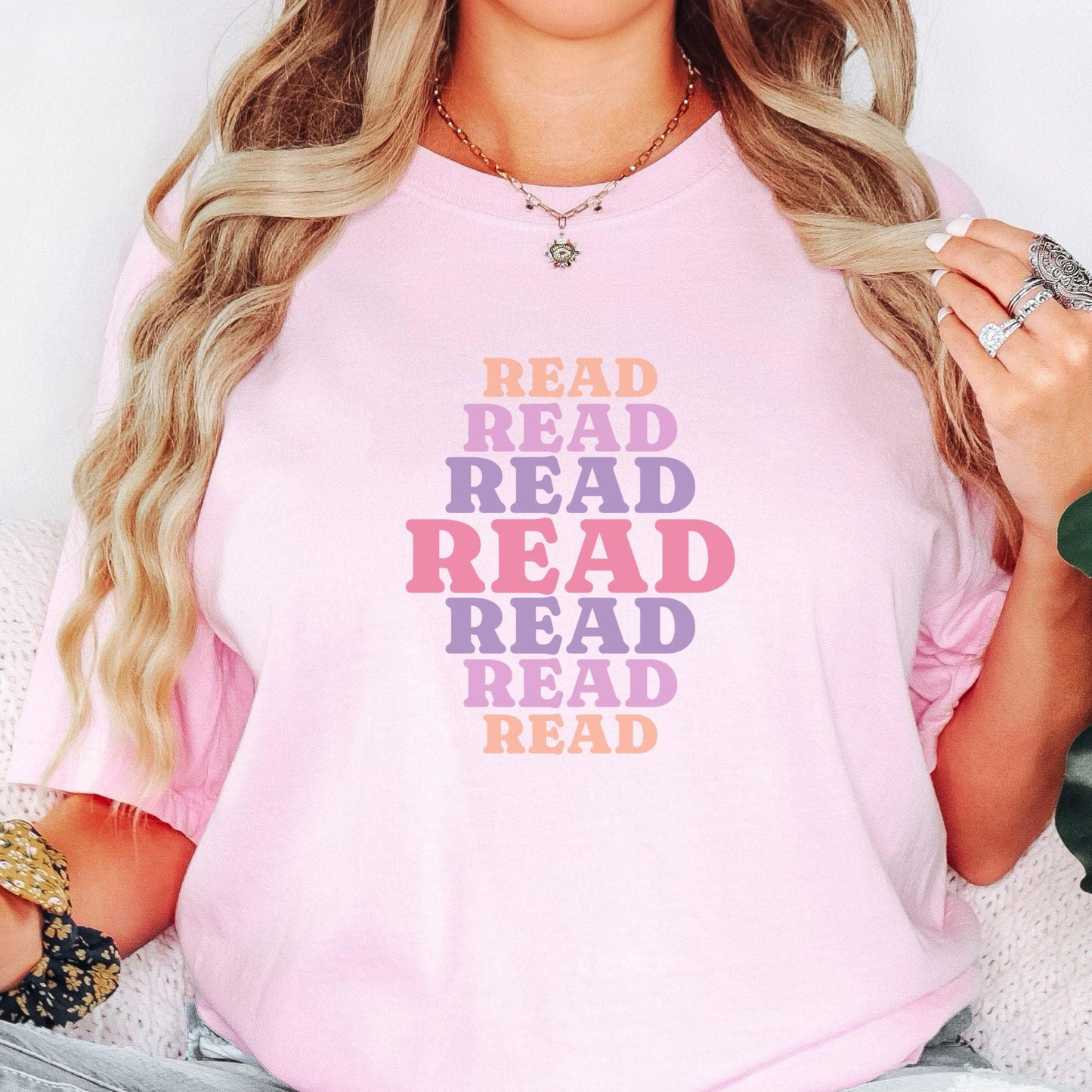 English and Grammar Teacher T-Shirt, Read Colorful Stacked  TE019