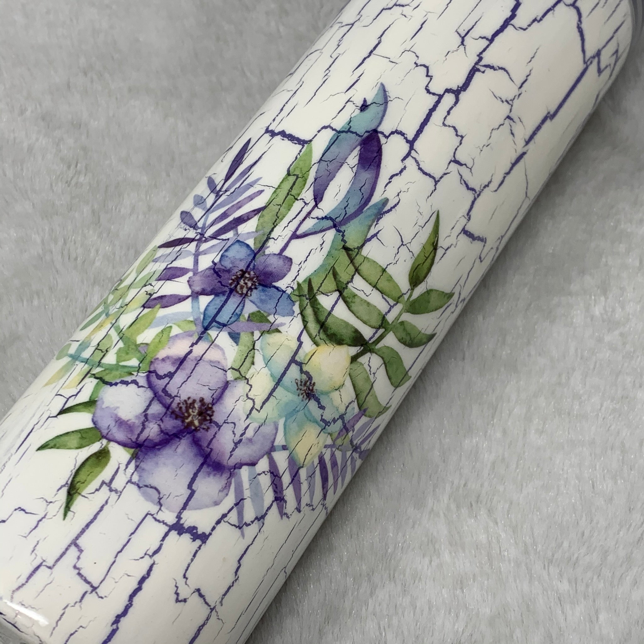 Tumbler - Purple Florals Crackle