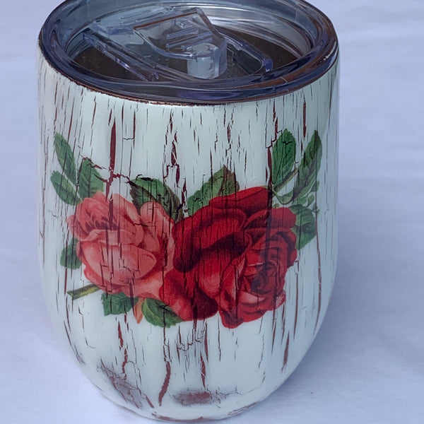 Tumbler - Red Rose Crackle