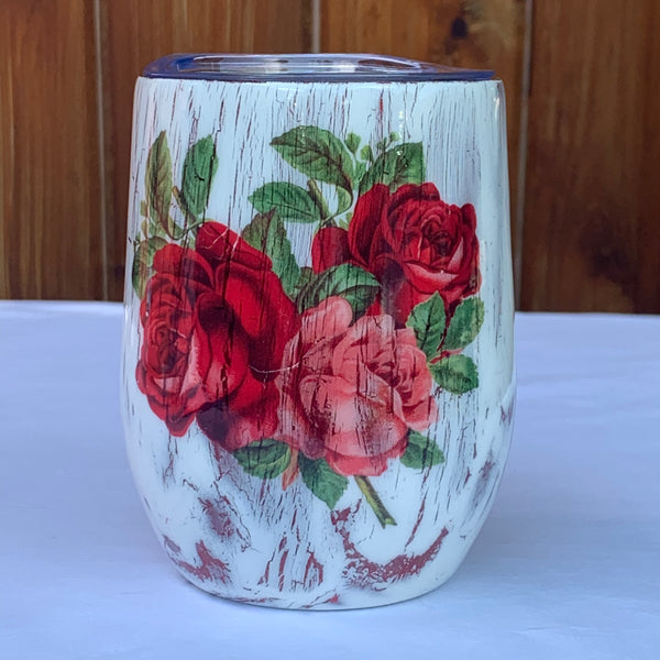 Tumbler - Red Rose Crackle