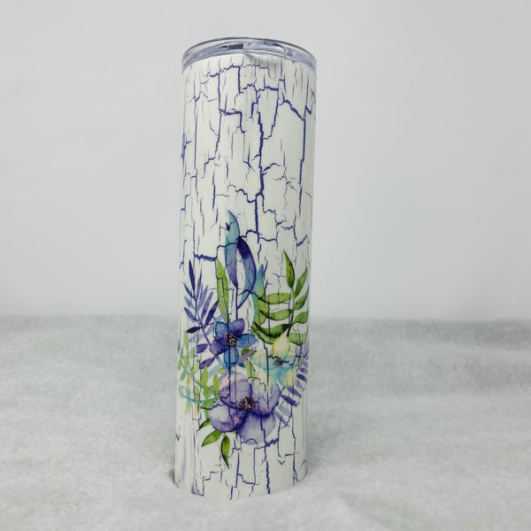 Tumbler - Purple Florals Crackle