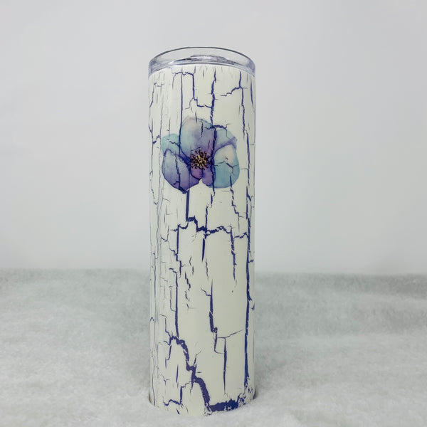 Tumbler - Purple Florals Crackle