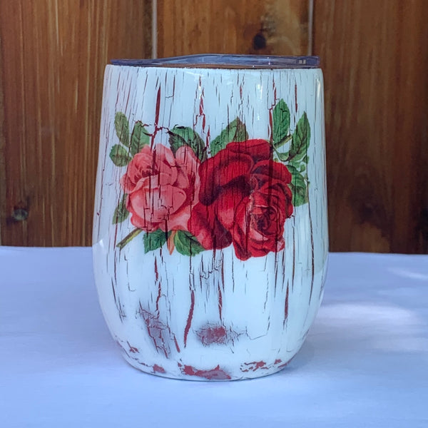 Tumbler - Red Rose Crackle