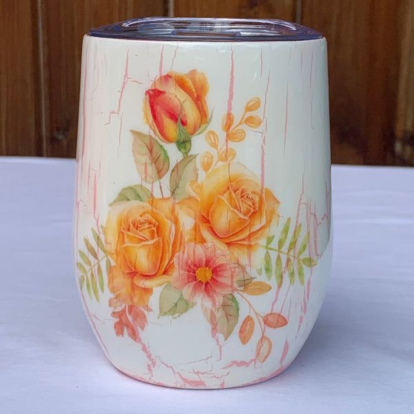 Tumbler - Yellow Rose Crackle