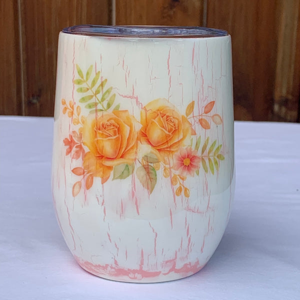 Tumbler - Yellow Rose Crackle