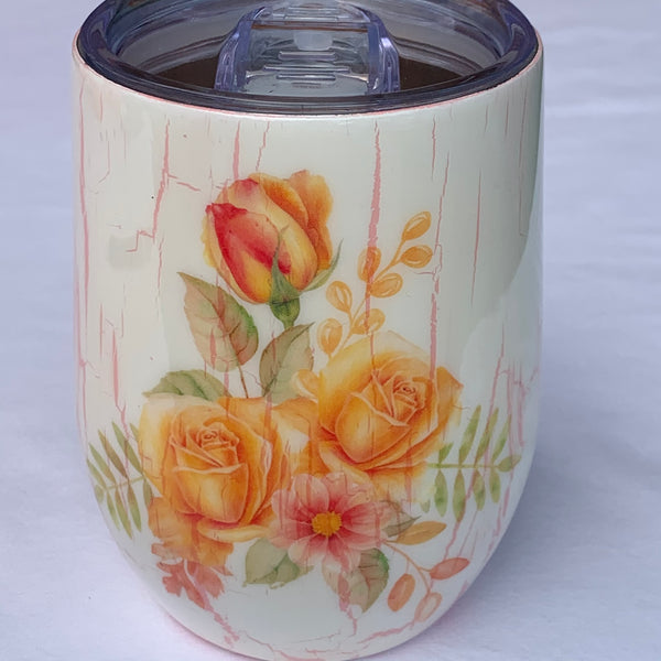 Tumbler - Yellow Rose Crackle