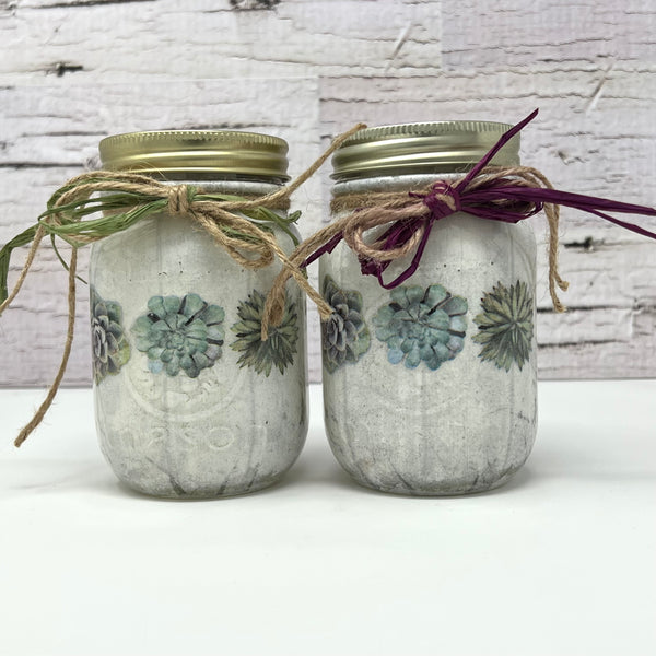 Mason Jar - Succulents